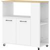HOMCOM Carrello Cucina in Legno con Ripiano Aperto, Armadietto e Scaffale Laterale, 75x40x80.5 cm, color Rovere e Bianco