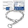 NietFullThings Collare cane acciaio inox A4 V4A Ø6 mm - lunghezza totale 57 cm - con moschettone - maglia lunga per scorrimento fluido - per circonferenza collo 46-50 cm