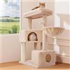 Gardner Pet Tiragraffi per Gatti da 105 cm con Palo in Sisal, Torre per Gatti Ultra-Stabile a 4 Livelli con Design Anti-Oscillazione, Posatoi Superiori Lavabili, Castello per Gatto, Beige