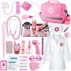 Sundaymot Valigetta Dottore Bambini, 35 Pezzi Kit Medico per Bambine con Vero Stetoscopio, Termometro, Camice da Medico e Borsa da Medico Portatile, Gioco di Ruolo per Ragazze dai 3 ai 6 Anni