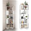 uyoyous Libreria angolare 90°, legno, 175 cm, bianco, per camera da letto, studio, soggiorno, ufficio