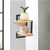 hi-home Set di 2 mensole angolari da parete in legno rustico per cameretta dei bambini, libreria, graziosa mensola angolare in legno per bagno, soggiorno, cucina, marrone