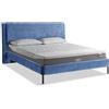 EVERGREENWEB MATERASSI & BEDS EVERGREENWEB - Letto Matrimoniale con Materasso Memory Foam + 2 Cuscini GRATIS, Rete a 26 Doghe in Legno 160x195 cm, Elegante Testiera Imbottita a Strisce in Velluto Blu, Struttura Rinforzata, MIAMI