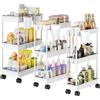 Shrivee Shirvee 3PCS Carrello con Ruote a 3 Ripiani Mobile Rotelle Salvaspazio Storage Rack Bagno Cucina per Portavivande Portafrutta (Bianco)