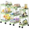 Shrivee Shirvee 3PCS Carrello con Ruote a 3 Ripiani Mobile Rotelle Salvaspazio Storage Rack Bagno Cucina per Portavivande Portafrutta (Verde)