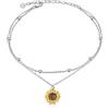 VONALA Cavigliera in argento Sterling 925, margherita/occhio malvagio, farfalla/girasole/stella, doppia catena gioielli per donne e ragazze, medium, Argento sterling, Zirconia cubica