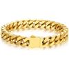 Bandmax Bracciale Uomo a Catena Cubana Minimalista Larghezza 9 MM Lunghezza 19 CM Braccialetto in Acciaio Inossidabile Placcato in Oro 18K Gioielli Stile Hip Hop Punk per Uomini Ragazzi