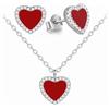Evensee Set Cuore Corallo Rosso Orecchini e Collana Argento 925, Gioielli con Zirconi per Donne, Regalo di San Valentino per Lei Promessa Sposa