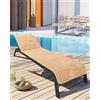 LAYNENBURG Set di 2 Copri sdraio - 100% cotone - OEKO-TEX 100 - Copri asciugamano in spugna per sdraio - telo mare da spiaggia con busta per piscina, sedia a sdraio (75x200 cm caffè)