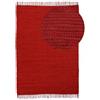 CarpetFine Tappeto a tessitura Kilim Chindi Uni rosso 60x90 cm, tessuto a mano | Tappeto moderno reversibile in cotone per soggiorno e camera da letto con frange