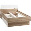 Composad | Letto della Linea GLOBO con 1 Cassetto Contenitore, Letto Una Piazza e Mezza con Contenitore, (LxAxP) 127,40x91,10x215 cm, Colore Rovere e Bianco Laccato, Made in Italy
