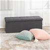 FurnitureR Panca in tessuto per camerette dei bambini, ottomano con estremità del letto, riposapiedi, cassapanca interna con scomparto rimovibile, grigio, 110 x 38 x 38 cm