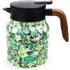 Wvu & Wvo Raidley - Thermos con motivo floreale vintage, 1000 ml, isolato, teiera vintage con uovo integrato, caraffa termica in acciaio inox con coperchio, per casa, appartamento