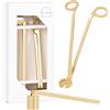 Airy Abode Set di Accessori per Candele con estintore per Candele e Taglia-stoppini, Colore Oro