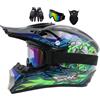 Helmblazia Casco Da Motocross Per Giovani, Casco Da Moto Per Bambini MX Quad ATV Sport Enduro Crash Dirt Bike Casco, Casco Da Moto Integrale Per Fuoristrada Per Adulti, Con Occhiali Maschera Guanti ( Color : Gre