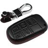 M.JVisun Vera Pelle Custodie per Chiavi Auto Per Dodge Challenger Charger Durango Journey RAM / Per Chrysler 200 300 300C / Per Fiat 500 500L 500X Cover Chiave Protettiva Portachiavi - Pelle - Nero