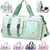 Hoseay Borsone Palestra Donna Grande Borsone da Viaggio con Tracolla Borsa Piscina Impermeabile Borsa Sportiva con Scomparto Scarpe Borse Danza Leggero per Gym Piscina Nuoto Ginnastica Ritmica, Verde