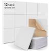 Xisono 12 Pezzi Pannelli Fonoassorbenti Adesivi, 30 x 30 x 0,9 cm Pannello Fonoassorbente Ad Alta Densità, design smussato,Insonorizzazione Stanza per Cinema Domestico, Soggiorno, Camera da Letto, Bianco
