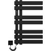 SKYLYZH Scaldasalviette Elettrico Bagno, Termoarredo Intelligente a Temperatura Costante, Towel Warmer Nero Opaco, Portasciugamani 450x720mm, Temperatura Regolabile, Risparmio Energetico-Black Left