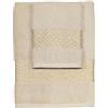 CA' D'ORO Asciugamano da bagno, Set di due asciugamani da bagno Viso e Ospite 100% cotone (Crema, Chevron)
