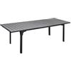 VERDELOOK TAVOLO TENERIFE ALLUNGABILE IN METALLO GRIGIO 180-240X90X76 DOGHE EFFETTO LEGNO