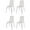t m c s Tommychairs - Set 4 sedie Madrid per cucina e sala da pranzo, scocca in multistrato imbottita e rivestita in pelle artificiale bianca e basamento in tubo d'acciaio cromato