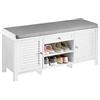 SoBuy Panca scarpiera ingresso con seduta, Cassapanca contenitore con 2 ante e un cassetto bianco, L107XP35xA50 cm, FSR83-W