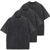 HOUZONIY 3PC T-Shirt Basic Oversized a Maniche Corte, Magliette Larghe Uomo, Washed Heavy T-Shirt Uomo, Casual, per Palestra(Nero/Nero/Nero XL)