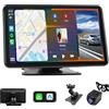 Haudio Car Audio portatile per Apple Carplay wireless e Android Auto, 7 pollici schermo touch portatile wireless con telecamera di backup con Bluetooth WiFi,Controllo vocale,FM,AUX,Mirror Link