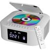 KLIM Lettore CD Stereo Boombox E1 - BASS Boost con Subwoofer - FM Radio con Lettore CD e USB, Bluetooth, AUX - Stereo casa - Filo o Wireless - Batteria ricaricabile, Telecomando - Bianco