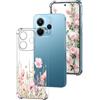 DiaryTown Cover per Xiaomi Redmi Note 14 4G (EU Versione 164.8mm) Motivo Bello Trasparente Sottile Morbida TPU+PC Custodia in Silicone Antiurto Bumper Protettiva Case per Donne Ragazze - Mazzo Fiori