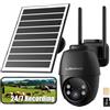 LEMNOI 4G LTE Telecamera da Esterno Solare con SIM preinstallata e scheda SD, Telecamere Batterie Senza Fili con Registrazione 24/7, Tracciamento Automatico, Visione Notturna a Colori, PIR, IP66