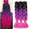 Gairyan Extension per Treccine Africane Extension Capelli Finti per Treccine Afro 60cm Ombre Kanekalon Treccia Capelli Sintetici Crochet Twist Jumbo Braids 3 Pezzi (Nero-Viola-Rosa Scuro)