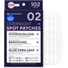 caraseoul Patch Brufoli Notte - Pimple Patch Anti Acne, Idrocolloide Spesso con Aderenza Extra, Bakuchiol & Aloe Vera, Skincare Coreana, Dermatologicamente Testati, 2 Taglie (10/12mm) [102 Pezzi]
