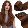 LaaVoo Extension Capelli Veri Clip, Rosse Marrone, 60cm 150g 7pcs, Capelli Veri Umani, Lunga Durata, per Cerimonie Importanti, Colore 33