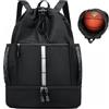 Nokwocy Borsa da palestra con coulisse, per uomo e donna, zaino sportivo in rete, con scomparto bagnato e scomparto per scarpe, borsa leggera da spiaggia e nuoto (Black)