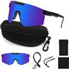 Homelyxe Occhiali da Ciclismo Uomo Donna Occhiali Veloci UV400 Occhiali Bici Regolabili Occhiali Running Antivento Occhiali da Sole Sportivi Polarizzati per MTB Sci Pesca Baseball Blu