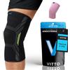VITTO Ginocchiera Ortopedica Sportiva - Tutore Ginocchio Legamenti Menisco - per Sollevamento Pesi e Corsa per Uomo e Donne (XXL - Nero Singolo), per artrite