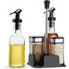 SIAZIH Set Combinato Barattoli Spezie + Bottiglie Olio Aceto, 2x120ml Barattoli + 2x200ml Bottiglie + 1 Base, Set Spezie e Condimenti per Cucina, Dispenser Olio Aceto con Barattoli Spezie