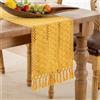 Serento Boho Tovaglia da Tavola in Lino di Cotone Runner Tavola Moderno Giallo 30 x 180 cm Lavabile Rettangolare Runner da Tavolo con Nappa Boho per Matrimoni, Compleanno e Tutte le Celebrazioni