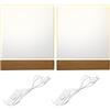 luolety Base per esposizione di luci a LED, confezione da 2 pezzi, 15 cm, rettangolare, in legno, illuminata, USB, base per esposizione da scrivania, con 2 fogli in acrilico trasparente (luce calda)