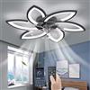 YUNZI Muto Ventilatore da soffitto con luce con telecomando, LED Dimmerabile Lampada da soffitto Moderno Illuminazione per Soggiorno Camera da letto, Regolabile 6 velocità, Nero 78CM