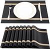 SUEH DESIGN Tovagliette Americane Lavabili PVC 45 x 30cm Set 8 Pezzi, Nero