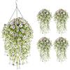 EUWLY Fiori artificiali sospesi e piante artificiali per esterni, fiori di viticcio viola seta per la decorazione di interni ed esterni, resistenti ai raggi UV, per verande, case, terrazze (4, bianco)