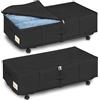 Huquter Contenitore Sottoletto con Ruote, 50L Grandi Contenitori Sottoletto, 2 Pezzi Scatole Sotto Letto Contenitore con Coperchio e Cerniere, Cassetto Sotto Letto per Vestiti Scarpe Libri (Nero)