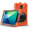 K LAKEY Custodia per Samsung Galaxy Tab Active 2 2019 10.5 pollici SMT390T395, cavalletto con rotazione a 360 gradi a 3 strati ibrido resistente antiurto cinghia da polso e tracolla design per tablet T390