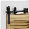 Wolfbird 5FT/1.5M Binario per Porta Scorrevole Kit ferramenta per porte scorrevoli bilaterale Nero e Rustico Porta Scorrevole Kit Piega Accessori Adatto per aperture porte 120-130 cm