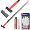 EHDIS Kit Raschietto Vetro - Raschietto con Manico Lungo(15-58inch) et Guanti con 30 Lame, per Finestre, Pavimenti, Pareti, Stufe, Vernice, Etichette, Adesivi, 4INCH