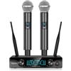 FDUCE Microfono Wireless, Set Doppio Microfono Wireless Karaoke con Ricevitore per Karaoke Feste Matrimoni Chiesa Eventi all'aperto Canale Regolabile UHF 2x5 60m (W13)
