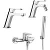 Jacuzzi Set miscelatori lavabo + bidet + gruppo vasca Jacuzzi | rubinetteria Twilight ottone cromato per piletta di scarico